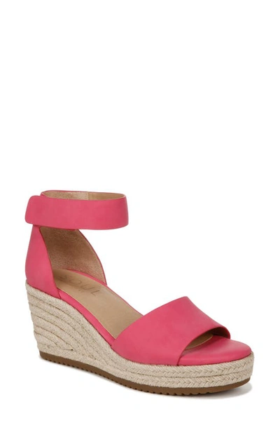 Soul Naturalizer Oakley Ankle Strap Espadrille Wedge Sandal In Pink Flash Faux Leather