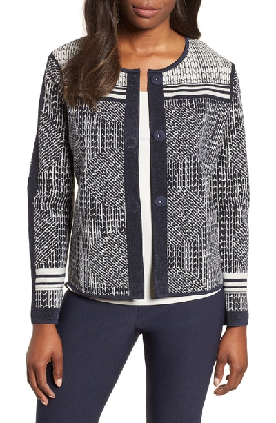 Nic And Zoe Forefront Jacquard Knit Jacket In Multi
