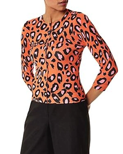 Karen Millen Leopard Print Cardigan In Orange Multi