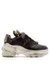 Maison Margiela Retro Fit Distressed Leather Trainers In Black