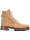 Balmain 35mm Zip Suede Combat Boots In Tan