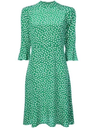 Hvn Ashley Floral-print Silk Crepe De Chine Dress In Green