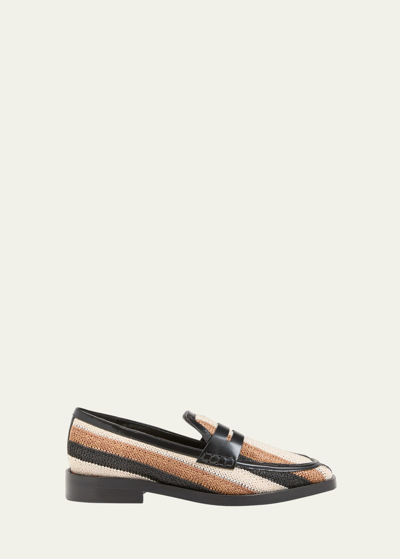 3.1 Phillip Lim / フィリップ リム Alexa Colorblock Woven Penny Loafers In Blk Multi