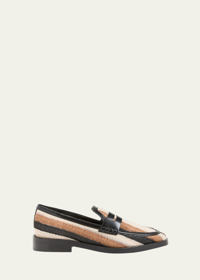 3.1 Phillip Lim / フィリップ リム Alexa Colourblock Woven Penny Loafers In Blk Multi