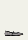 3.1 Phillip Lim Sheer Mesh Mary Jane Ballerina Flats In Black