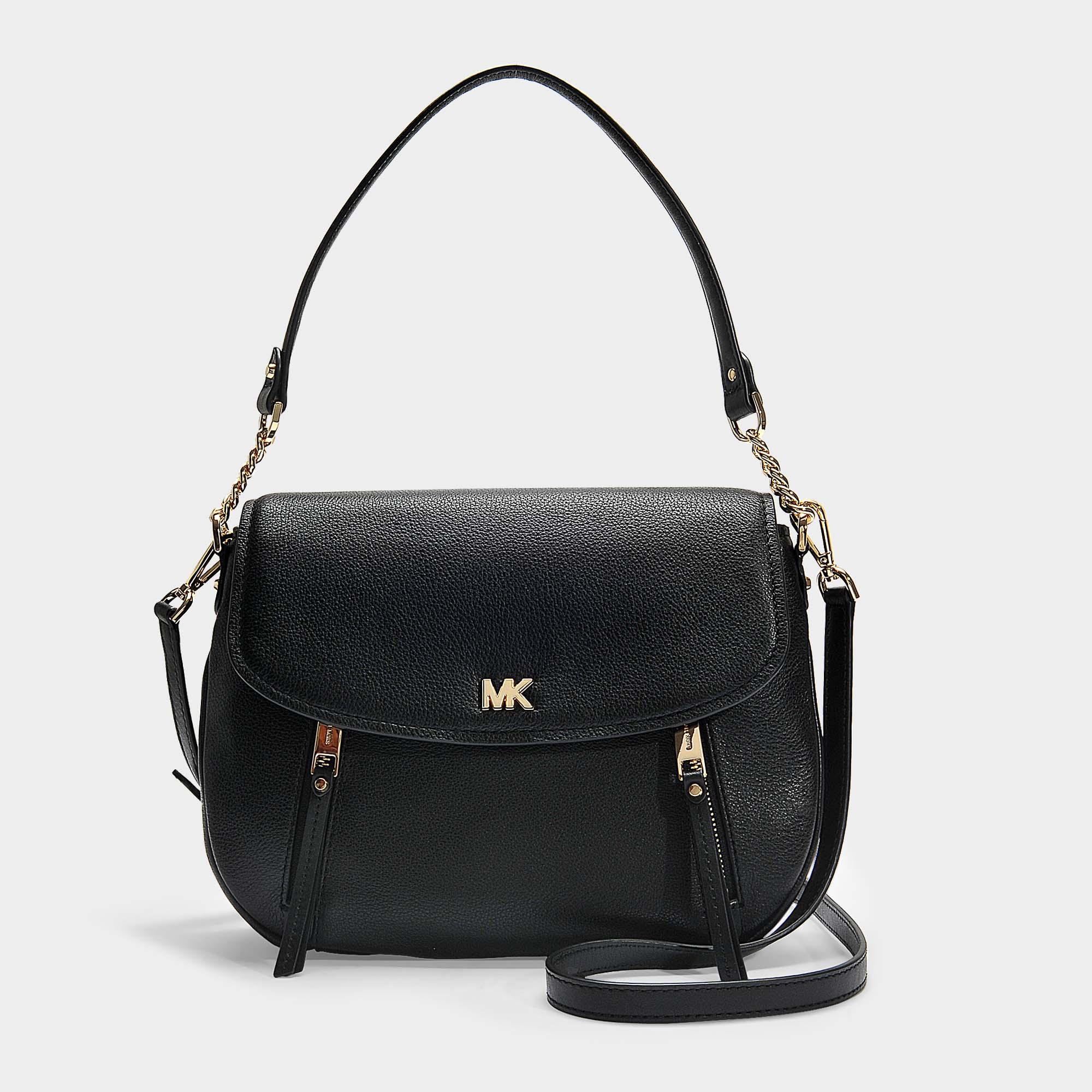 Michael Kors Michael | Evie Medium Shoulder Flap Bag In Black Calfskin ...