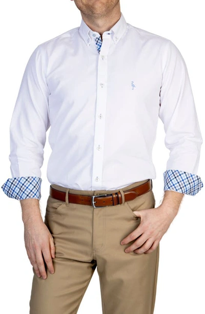 Tailorbyrd Solid Stretch Button-down Shirt In White