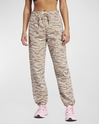 Adidas By Stella Mccartney Animal-printed Drawstring Sweatpants In Trace Khaki/new Rose