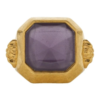 Versace Gold And Purple Gem Ring In D11ot Gold