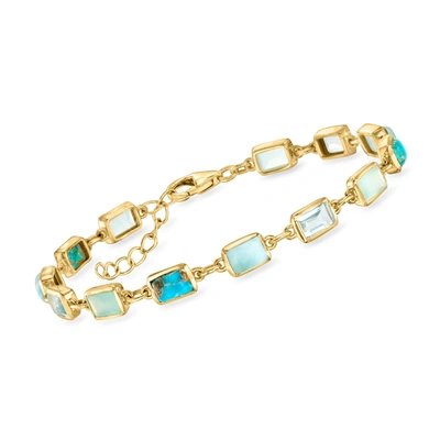 Ross-simons Multi-gemstone Bracelet In 18kt Gold Over Sterling In Blue