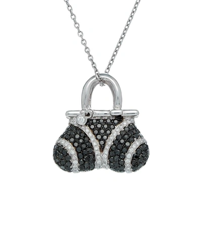Diana M. 18kt White Gold Fashion Pendant Featuring 1.85 Cts Of Black Diamonds And 0.50 Cts Of White Diamonds