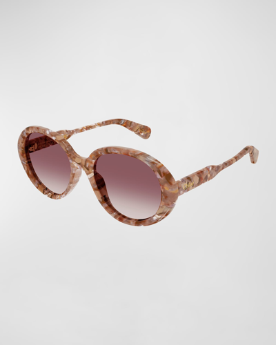 Chloé Gradient Acetate Round Sunglasses In Vaporous Pink