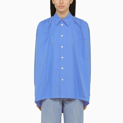 Bottega Veneta Light Blue Cotton Blend Oversize Shirt In Admiral