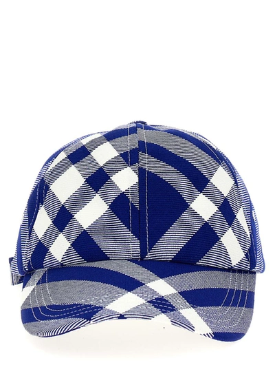 Burberry Check Cap In Blue