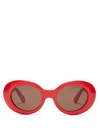 Acne Studios Mustang Oval Acetate Sunglasses In Red