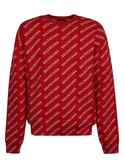 Balenciaga Logo Monogra Sweatshirt In Red