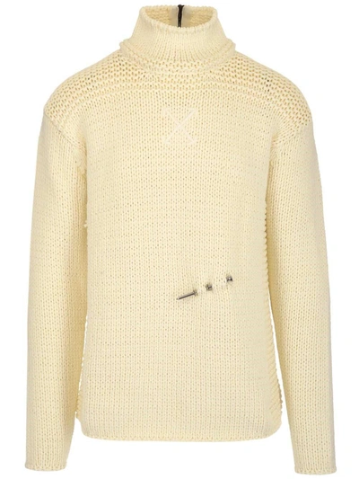 Off-white Nail-embellished Ribbed Sweater In Neutral
