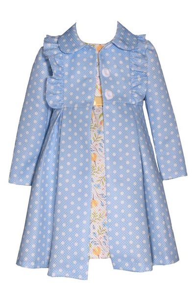 Iris & Ivy Kids' Piqué Coat & Dress Set In Blue