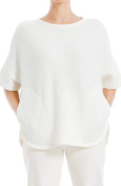 Max Studio Waffle Knit Top In White