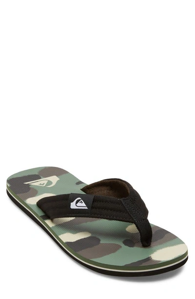 Quiksilver Molokai Layback Ii Flip Flop In Black/ Orange/ Green