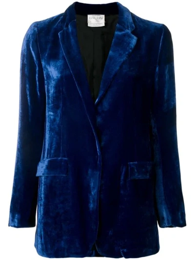 Forte Forte Tailored Velvet Snap-front Blazer Jacket In Blue