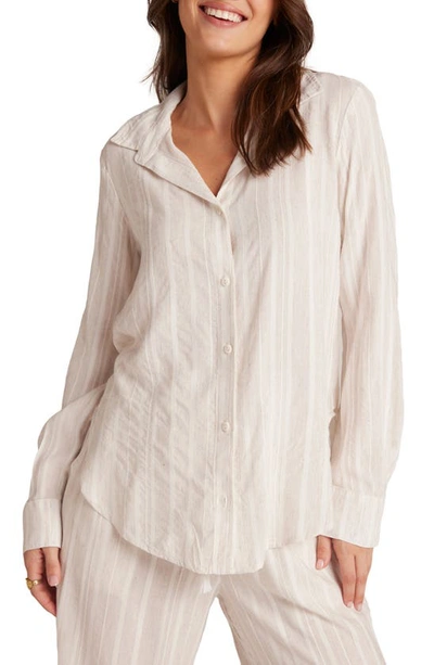 Bella Dahl Flowy Stripe Shirt In White Sand Stripe
