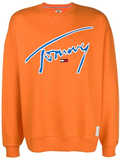 Tommy Jeans Embroidered Logo Sweatshirt In Yellow & Orange