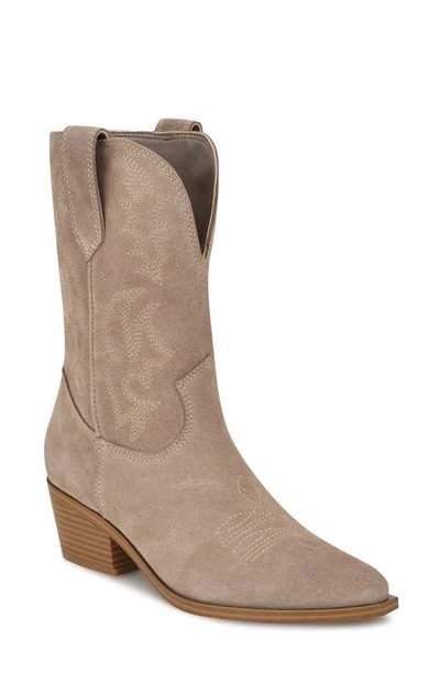 Nine West Yodown Pointed Toe Western Boot In Taupe