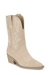 Nine West Yodown Pointed Toe Western Boot In Light Natural Suede