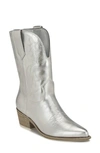 Nine West Yodown Pointed Toe Western Boot In Silver- Manmade