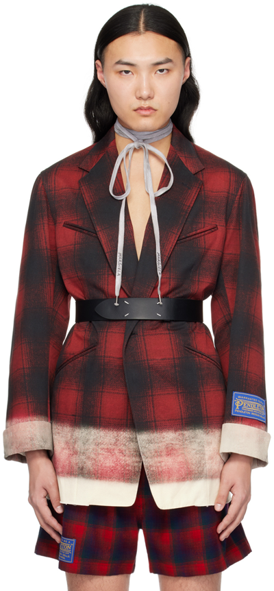 Maison Margiela Pendleton Checked Blazer In Red