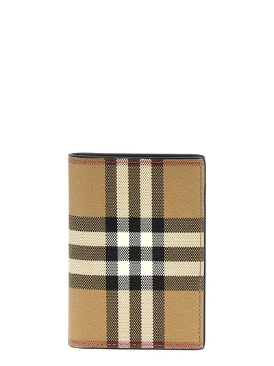 Burberry Check Card Holder Wallets, Card Holders In Beige