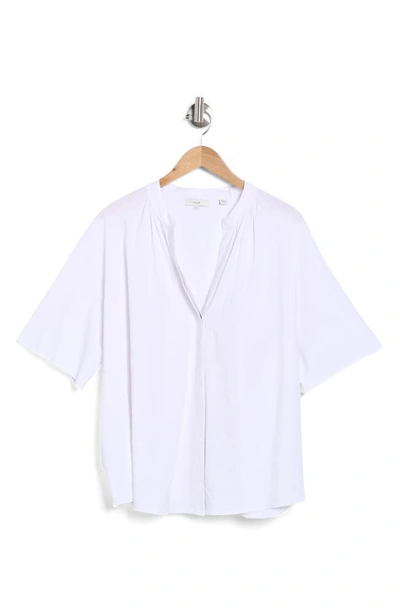 Vince Flutter Sleeve Linen Blend Top In Optic White