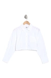 Obey London Long Sleeve Cotton Crop Button-up Shirt In White