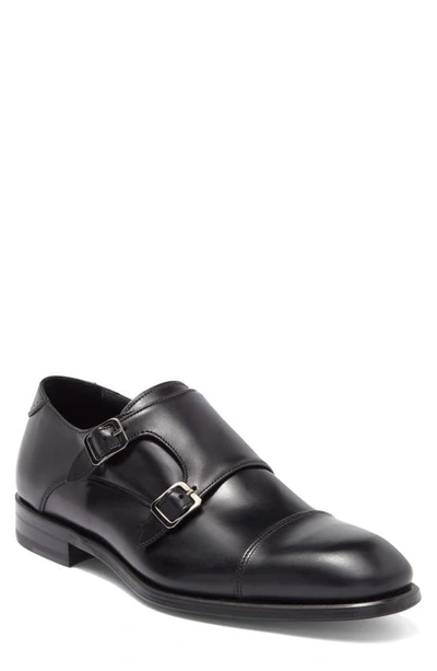 Antonio Maurizi Leather Cap Toe Monk Shoe In Nero