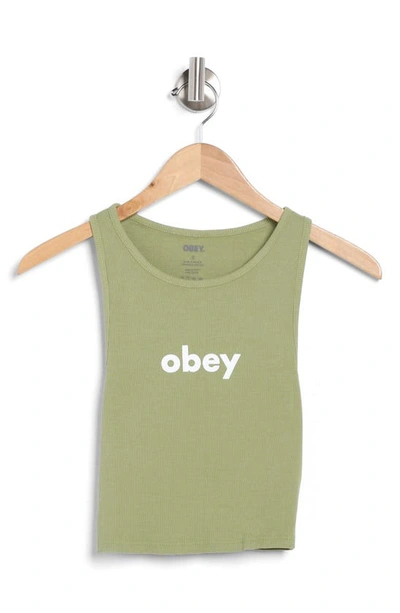 Obey Lower Case Logo Graphic Tank In Fern