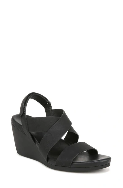 Naturalizer Palmer Strappy Wedge Sandal In Black Microsuede