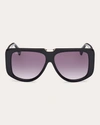 Max Mara Women's Black Spark 1 Shield Sunglasses In Black Smoke