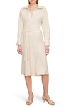 Vince Long Sleeve Shirtdress In Pale Sand