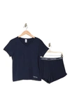 Calvin Klein V-neck T-shirt & Shorts 2-piece Pajama Set In Shoreline