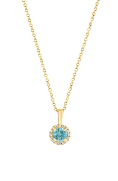 Effy Blue Zircon & Diamond Pendant Necklace In Gold