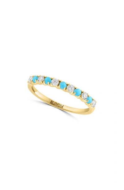 Effy Turquoise & Diamond Ring In Gold