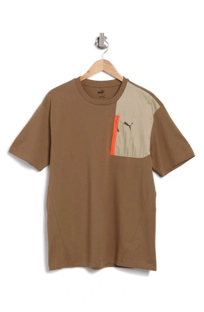 Puma Open Road Cotton Graphic T-shirt In Chocolate Chip