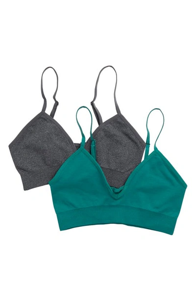 Honeydew Intimates Devin 2-pack Bralettes In Heather Charcoal/ Emerald