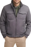 Dockers Quilted Lined Flight Bomber Jacket In Grey