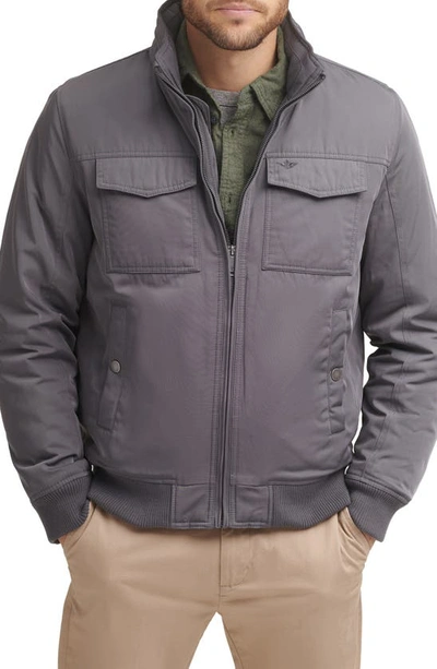 Dockers Quilted Lined Flight Bomber Jacket In Grey