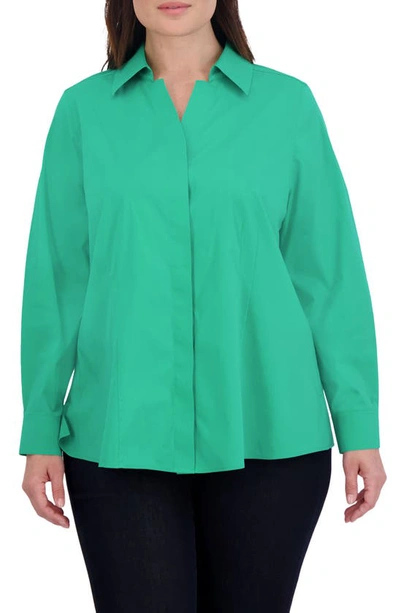 Foxcroft Taylor Long Sleeve Stretch Button-up Shirt In Kelly Green