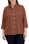 Foxcroft Kelly Button-up Shirt In Brown