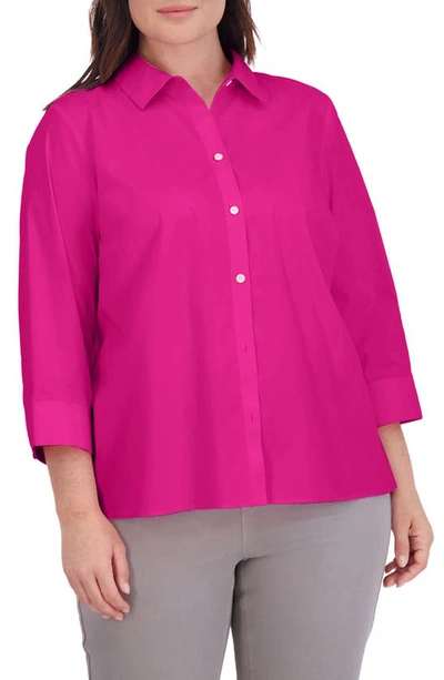 Foxcroft Sandra Cotton Blend Button-up Shirt In Azalea
