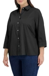 Foxcroft Sandra Cotton Blend Button-up Shirt In Black